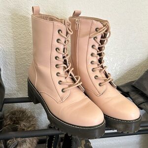 Union Bay light pink combat boots, size 9W , worn once